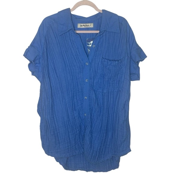 FP We The Free Heat Waves Top Linen Blend Gauze Oversized NWOT - Picture 2 of 13